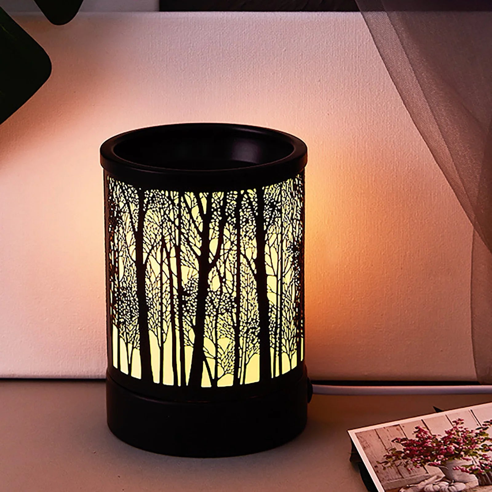 Wax Melter Warmer for Scented Wax Candle Warmer Metal Fragrance Oil Burner with 2 Light Bubbles for Home Bedroom Office Trees