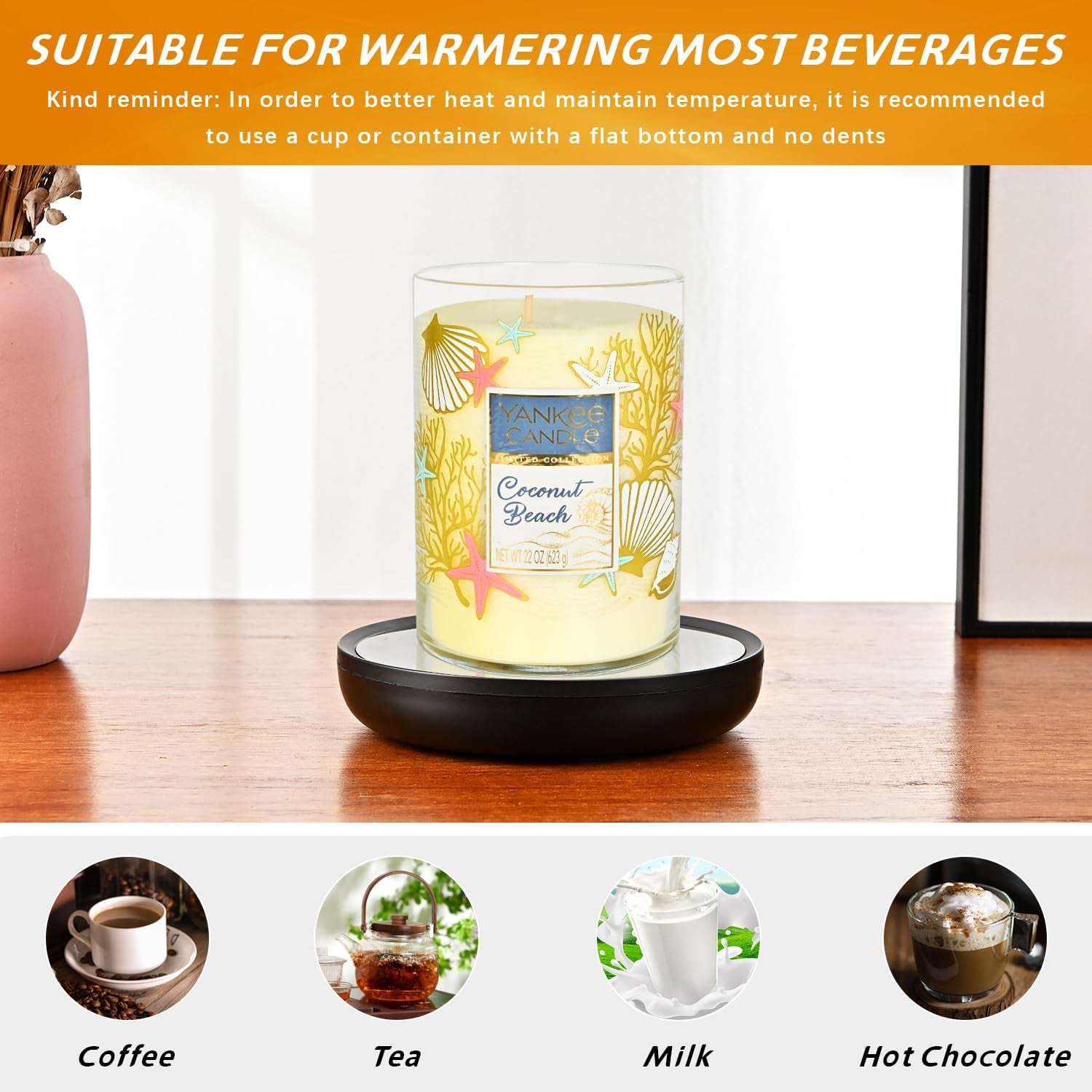 2PCS Smart Candle Warmer for Large Jar, Coffee Mug Warmers, with Gravity Switch Auto Shut-On/Off, Safely and Evenly Release the Aroma, Keep the Drink Warmth, a Thoughtful Gifts
