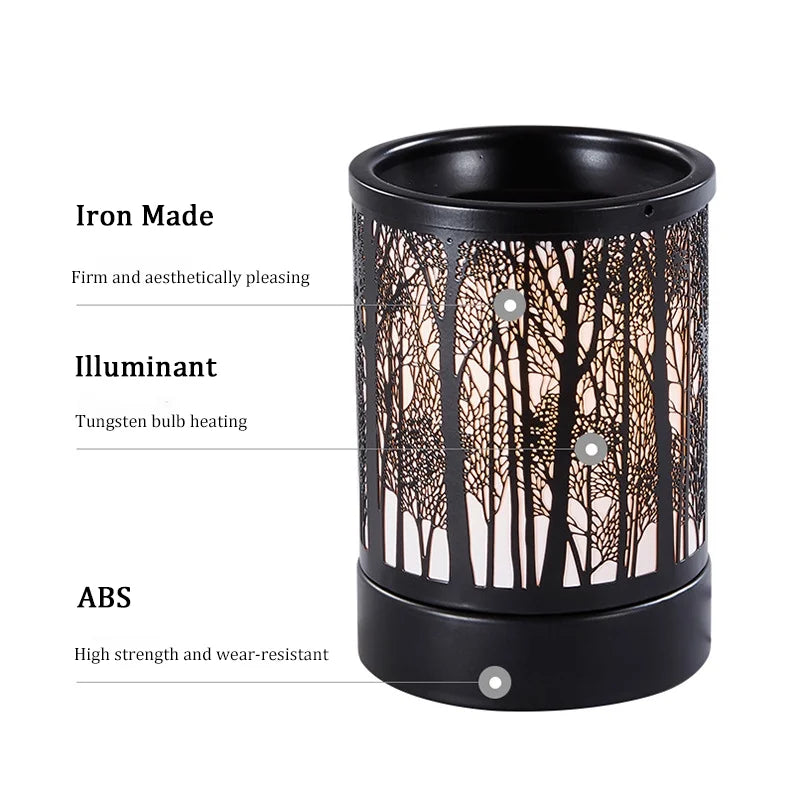 Wax Melter Warmer for Scented Wax Candle Warmer Metal Fragrance Oil Burner with 2 Light Bubbles for Home Bedroom Office Trees