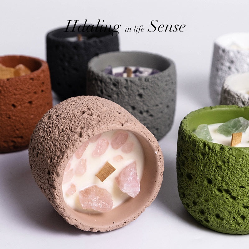 Crystal Stone Cement Aromatherapy Candle Niche High Sense Gift