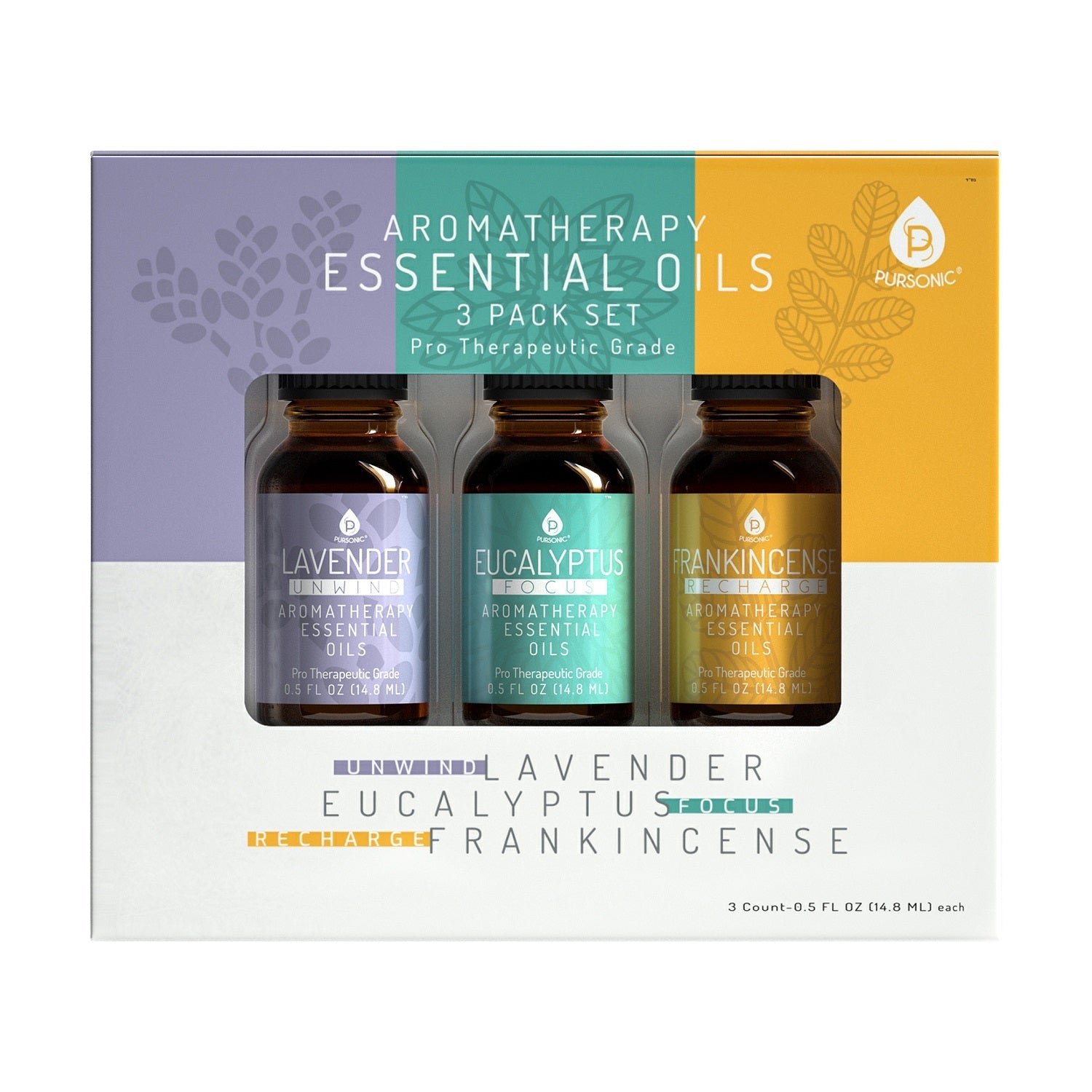 3 Pack Aromatherapy Essential oils (Lavender, Eucalyptus,