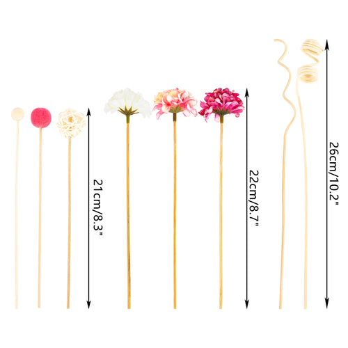 NEW 10PCS Pink Hydrangea Flower Rattan Sticks Fireless Fragrances Reed