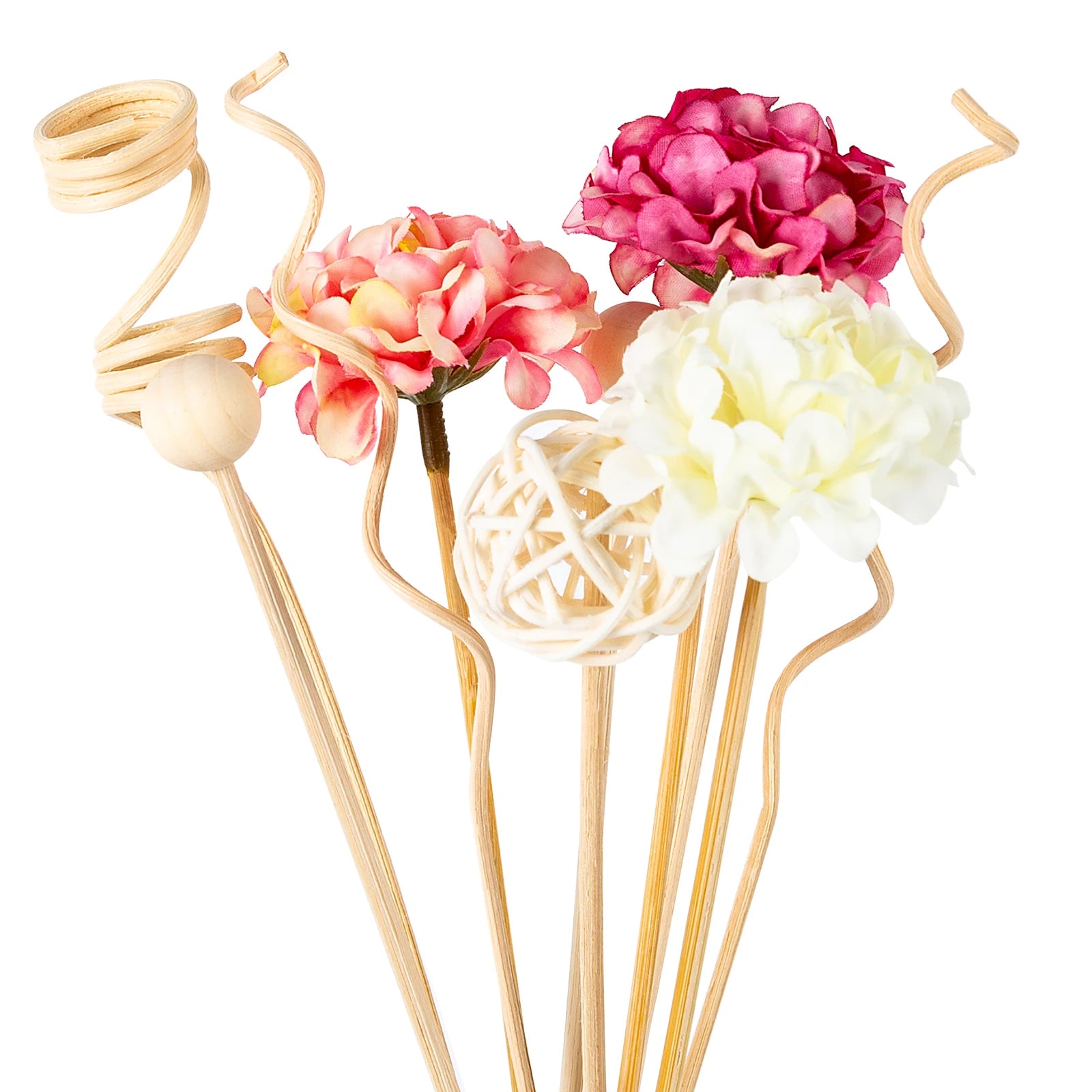 NEW 10PCS Pink Hydrangea Flower Rattan Sticks Fireless Fragrances Reed