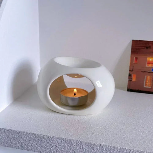 Simple Black Candle Heating Holder Ceramics Essential Oil Reed