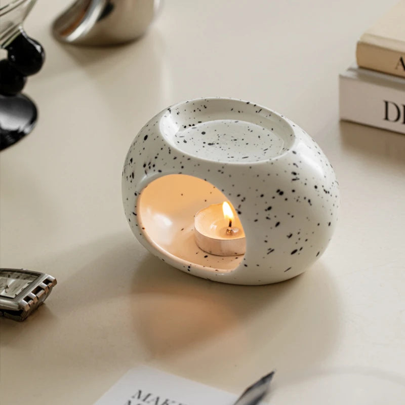 Simple Black Candle Heating Holder Ceramics Essential Oil Reed