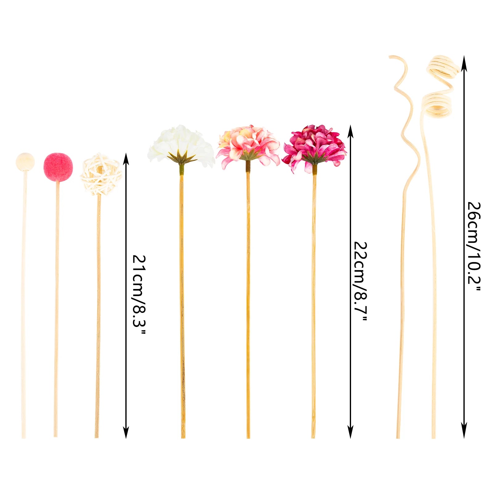NEW 10PCS Pink Hydrangea Flower Rattan Sticks Fireless Fragrances Reed