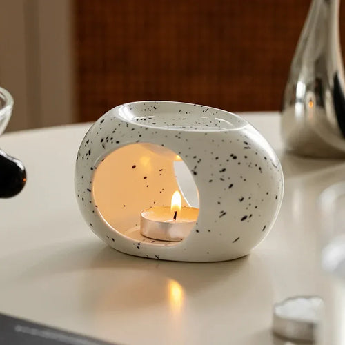 Simple Black Candle Heating Holder Ceramics Essential Oil Reed