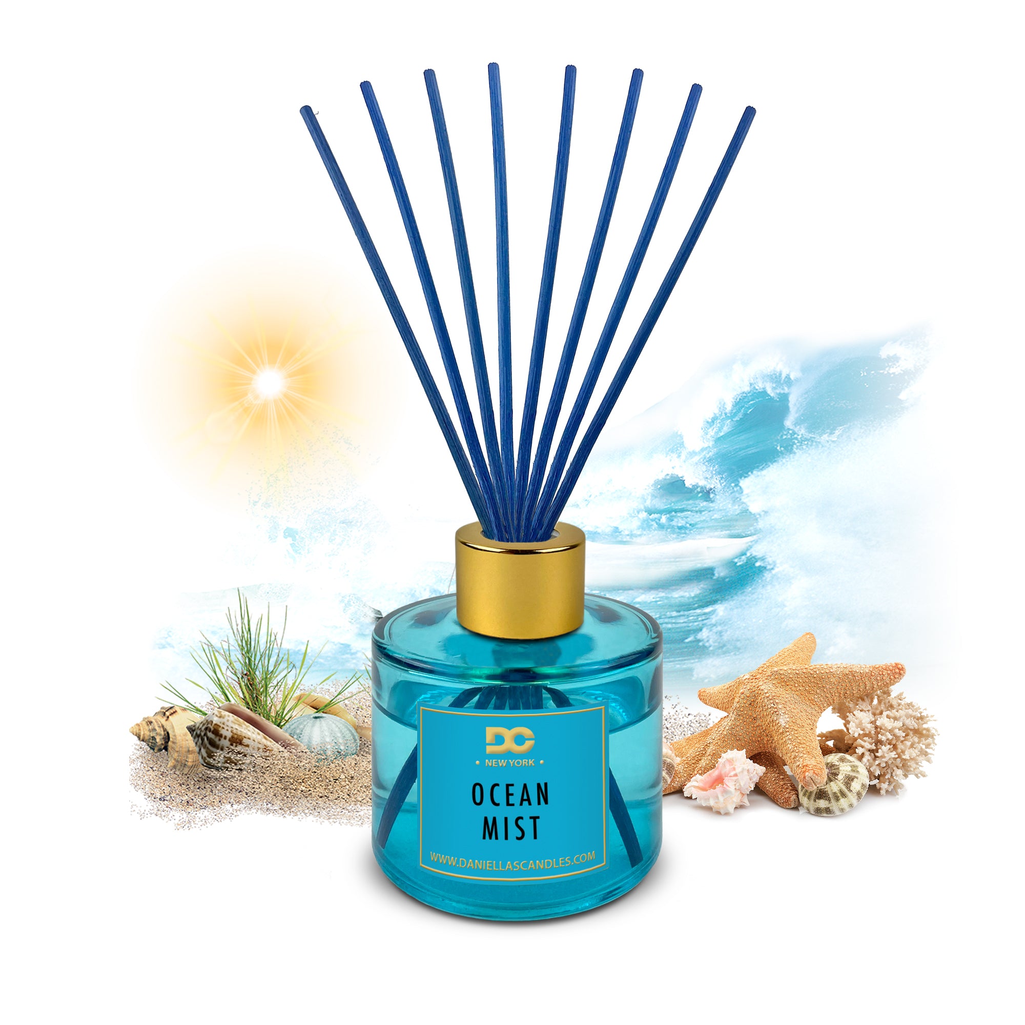 DANIELLA'S CANDLES Ocean Mist Reed Diffuser Set Blue 3.4oz/100mL